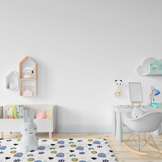 ALFOMBRA VINILO RECTANGULAR COMECOCOS AZUL