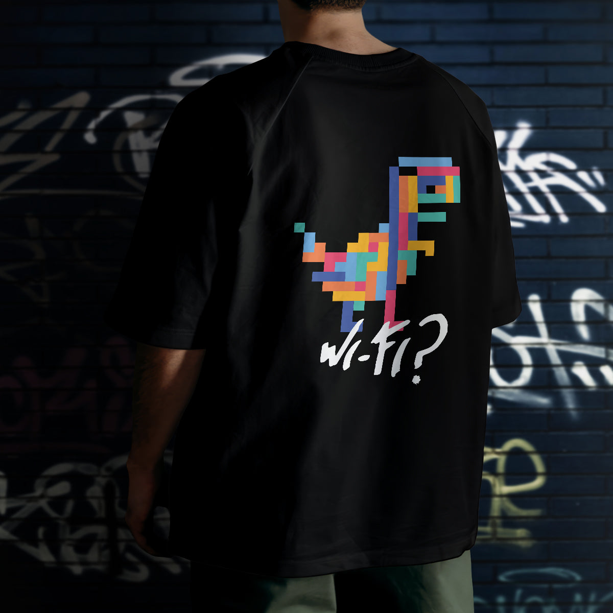 CAMISETA VOHKO MANGA CORTA DINOTETRIS WIFI NEGRA