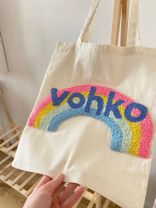 TOTE BAG PUNCH NEEDLE VOKHO ARCO IRIS