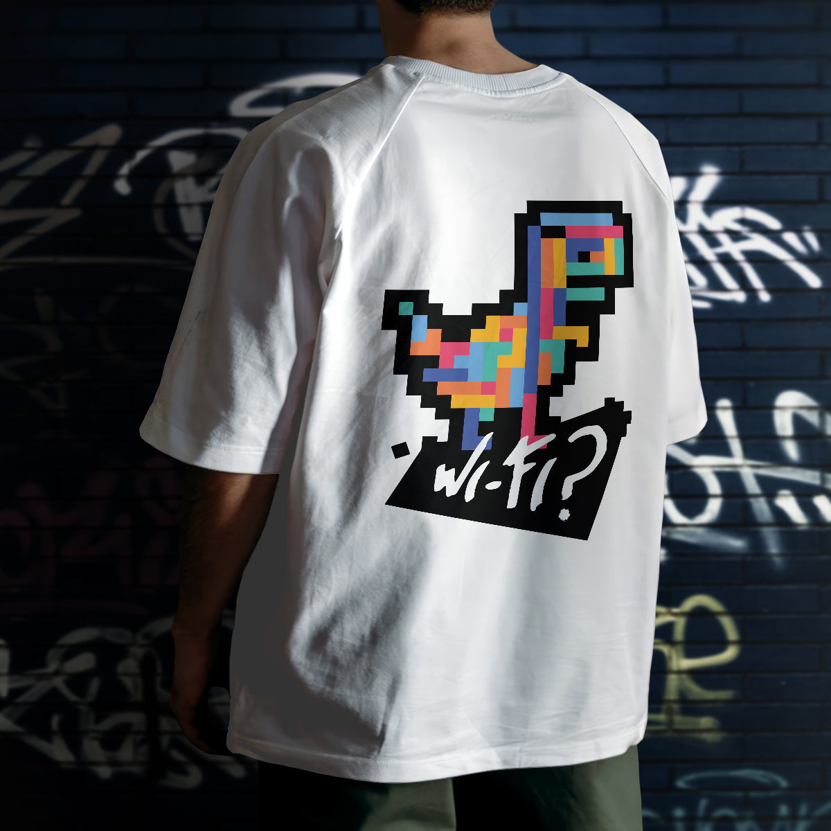 CAMISETA VOHKO MANGA CORTA DINOTETRIS WIFI BLANCA